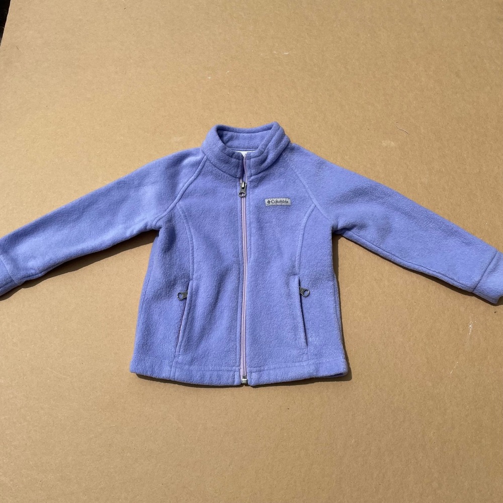 Columbia Fleece Jacket Kids 3T Purple Casual Outdoor Full Zip Mock Neck Raglan